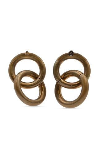 Gold Double Hoop Drop Earrings