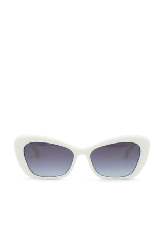 Cat Eye Sunglasses with Glass Pearls Details & CC Logo | (est. retail $520)