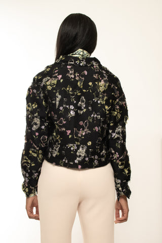 Distressed Floral Jacquard Jacket Jackets Giambattista Valli   