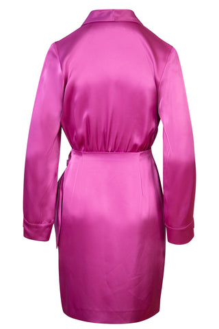 Siwa Tech Satin Wrap Dress in Pink Dresses Nanushka   