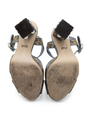 Embellished Leopard Print Lamé Platform Sandals | (est. retail $1,075) Sandals Dolce & Gabbana   