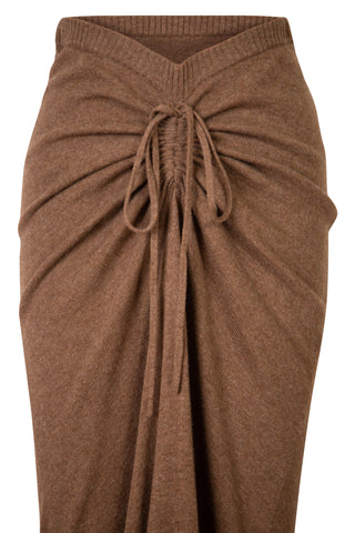 Ruched-tie Knit Maxi Skirt