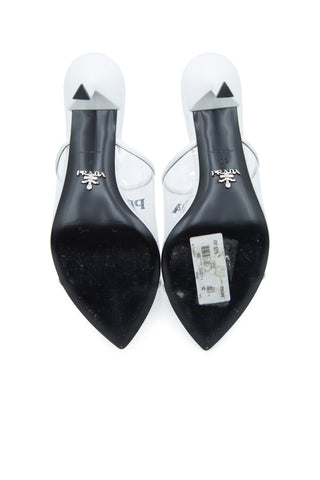 Logo PVC 75mm Pointy Slides | (est retail $1,050) Sandals Prada   