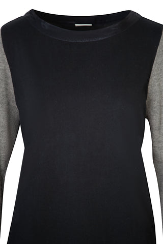 Crewneck Colorblock Top in Black/Grey Shirts & Tops Dries Van Noten   