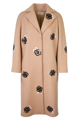 Virgin Wool Flower Embellished Coat | PF '16 Coats Christopher Kane   