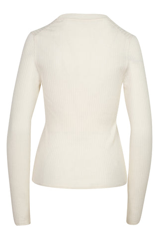 Sheer Ribbed Long Sleeve Top in Cream Sweaters & Knits The Row   