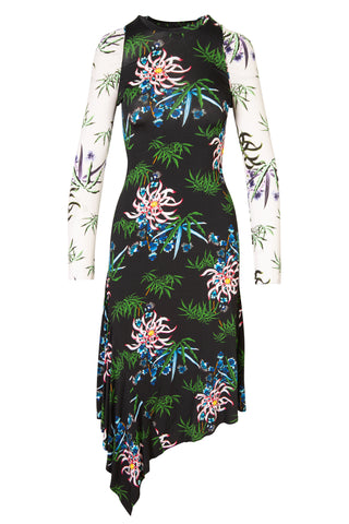 Sea Lily Long Fluid Asymmetrical Printed Dress | (est. retail $495)