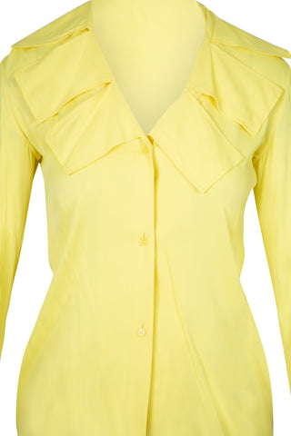 Ruffle Button Up Blouse in Yellow | (est. retail $1,120) Shirts & Tops Bottega Veneta   