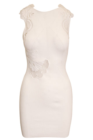 White Inserted Lace Knit Dress | new with tags