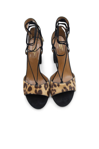Austin Sandal 85 in Caramel Leopard Sandals Aquazzura   
