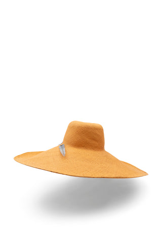 Orange Woven Feather Hat