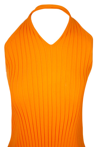 Cutout Ribbed-knit Orange Halter Top | (est. retail $495) | Spring 2019 Runway Shirts & Tops Tibi   