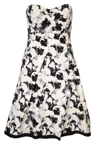 Pansy Print Silk Faille Strapless Party Dress | Resort 2010 Runway, Look 13 | (est. retail $2190)