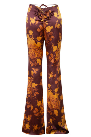 Silk Satin Rose Print Low Waist Trousers | new with tags (est. retail $950) Pants Alessandra Rich   