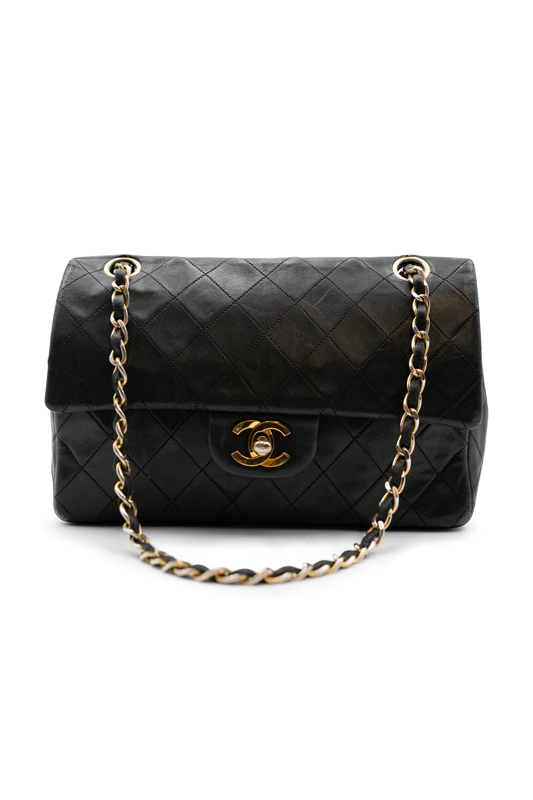 1990s Chanel Black Lambskin Leather Maxi Flap Bag
