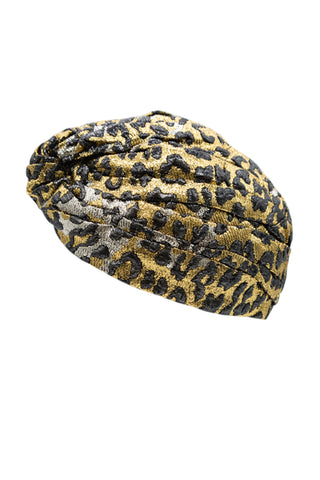 Metallic Leopard Turban Hats Gucci   