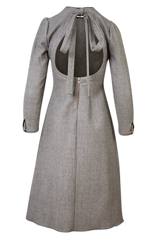 Micro-houndstooth Wool Tie-back Dress | FW '17 Coats Rochas   