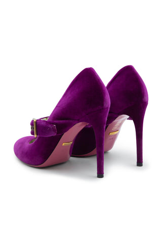 Mila Velvet Heels in Purple Heels Gucci   
