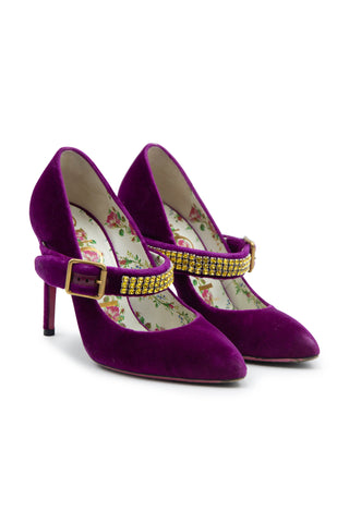 Mila Velvet Heels in Purple Heels Gucci   