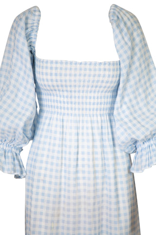 Atlanta Linen Gingham Dress in Blue Vichy | (est. retail $354)