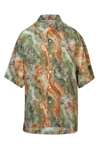 Short Sleeve Button Up in Military Green | new with tags Shirts & Tops Deveaux New York   