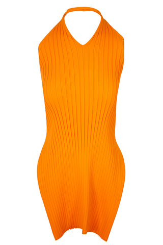 Cutout Ribbed-knit Orange Halter Top | (est. retail $495) | Spring 2019 Runway