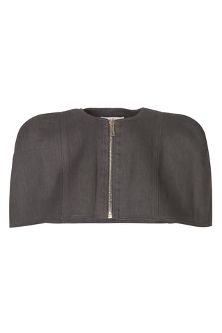 Dark Grey Zip Front Cropped Cape Jackets Tibi   