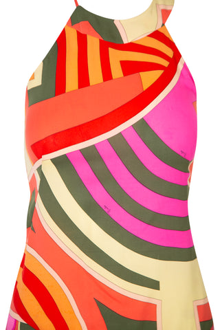 Patchwork Print Silk Halter Dress Dresses Emilio Pucci   
