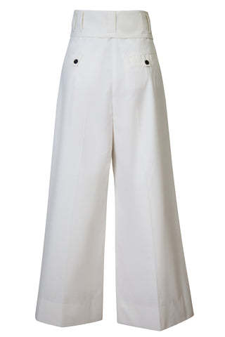 White Wide Leg Fold Over Trousers