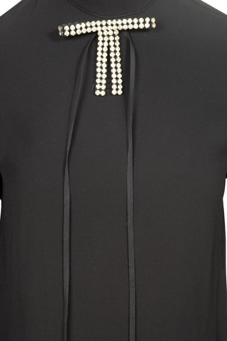 Mock Neck Blouse with Crystal Bow Tie Shirts & Tops Marni   
