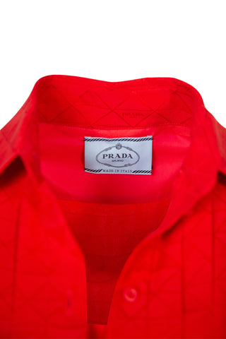 Logo Print Silk Maxi Shirt Dress Dresses Prada   