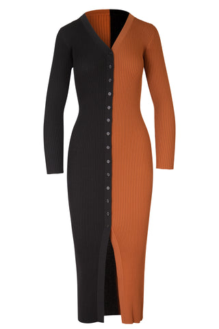 Shoko Sweater Dress in Black & Tan | (est. retail $165)