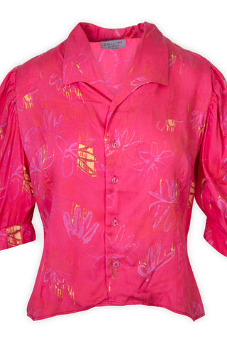Princess Button-Up Top in Pink Flower Drip | (est. retail $300)