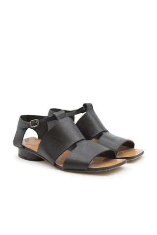 Strappy Leather Sandals in Black Sandals Maison Margiela   
