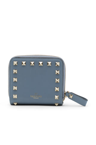 Studded Leather Compact Wallet Small Leather Goods Valentino   