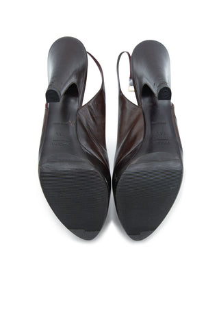 Leather Platform Slingback Sandals Prada   