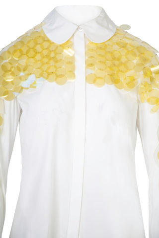 Sequin Embellished Scallop White Blouse | (est. retail $1,150)