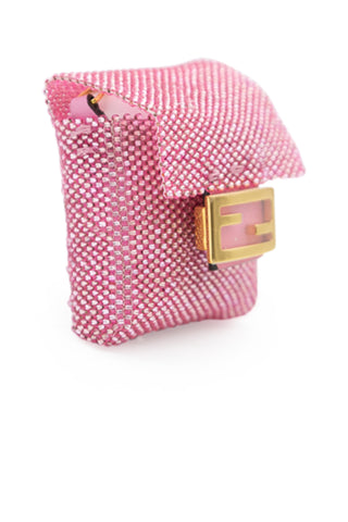 Pink Beaded Pico Baguette Headphone Holder | (est. retail $520) Small Leather Goods Fendi   