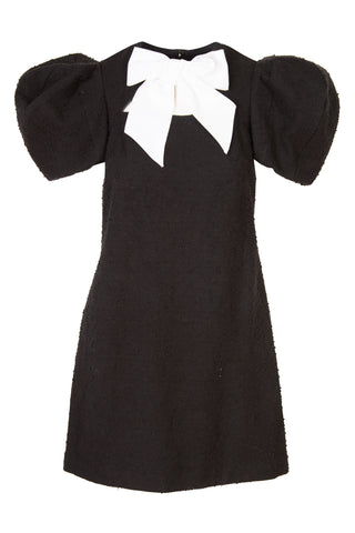 Bouclé Tweed Puff Sleeve Mini Dress with Grosgrain Bow | SS '22 | (est. retail $1,990) Dresses Carolina Herrera   