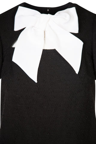 Bouclé Tweed Puff Sleeve Mini Dress with Grosgrain Bow | SS '22 | (est. retail $1,990) Dresses Carolina Herrera   