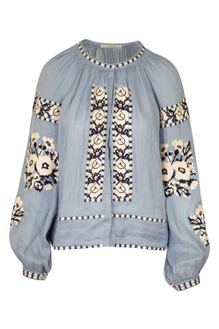 Kristinka Floral Embroidered Linen Blouse | (est. retail $1,429)