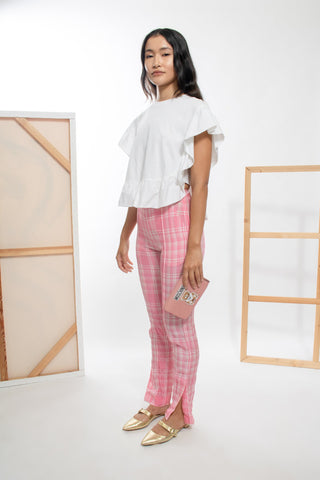 'Oboe' Plaid Pant in Peony | new with tags (est. retail $995) Pants Rosie Assoulin   
