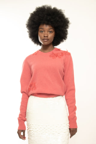 'Luca' Floral-Appliqué Lambswool Sweater Sweaters & Knits Molly Goddard   