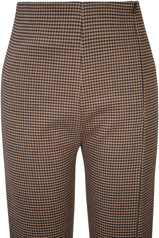 Checked Woven Flared Pants In Brown