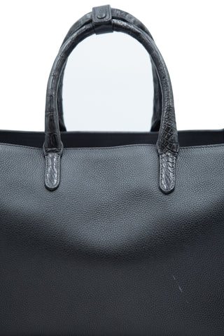 Medium Cristie Crocodile-Trimmed Leather Satchel | (est. retail $2,950) Shoulder Bags Nancy Gonzalez   