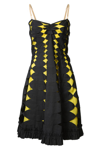 Geometric Mini Dress in Black and Yellow