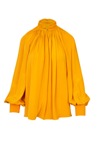 Marigold Pleated Long Sleeve Blouse Shirts & Tops Tibi   