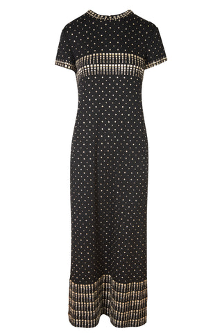 Vintage Geoffrey Beene 1960's Short Sleeve Beaded & Studded Jersey Maxi Dress