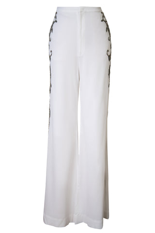 White Sequin Embellished Pants | new with tags