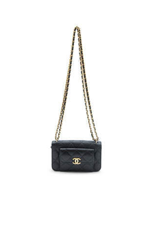 Pocket Twins Caviar Leather Quilted Clutch with Chain | PF '22 Collection Mini Bags Chanel   